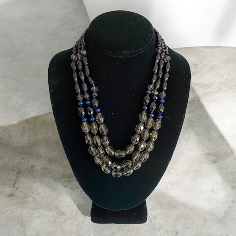 3 Tiered Hand Crafted Faceted Crystal Necklace